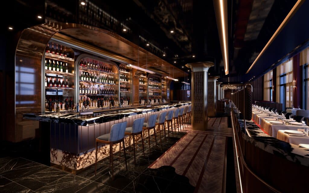 Philippe Chow Nashville fine-dining restaurant exterior at dusk