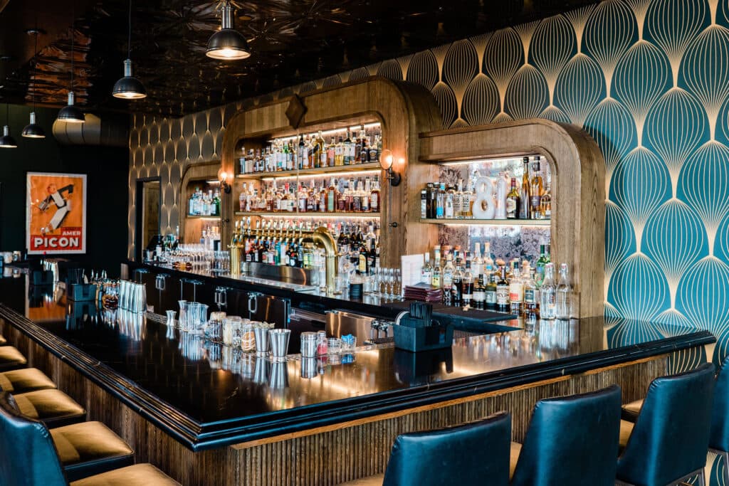Pullman Standard bar interior inside Cummins Station, Nashville
